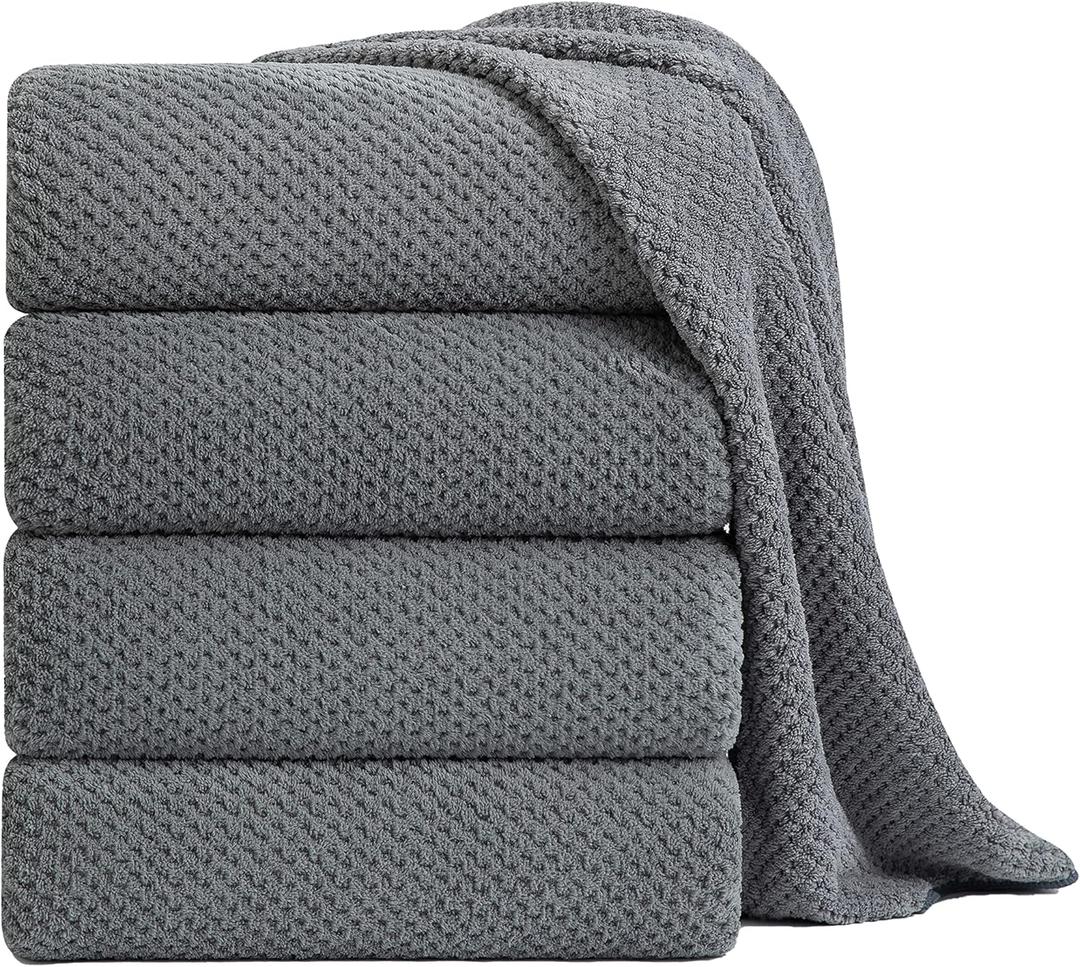 Extra Large Bath Towel Sheet Set 35x70 Inches - Oversized Highly Absorbent Towels Set,Jumbo Microfiber - Quick Dry, Lightweight,Super Soft for Bathroom,Hotel,SPA,Pack of 4 (Gray) (Grey)