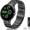 Yeahxing Metal Band for Pixel-Watch 3 45mm 41mm - Stainless Steel Bands for Google Pixel Watch 4/3/2/1 2025, Adjustable Wristband for Men Women (Black)