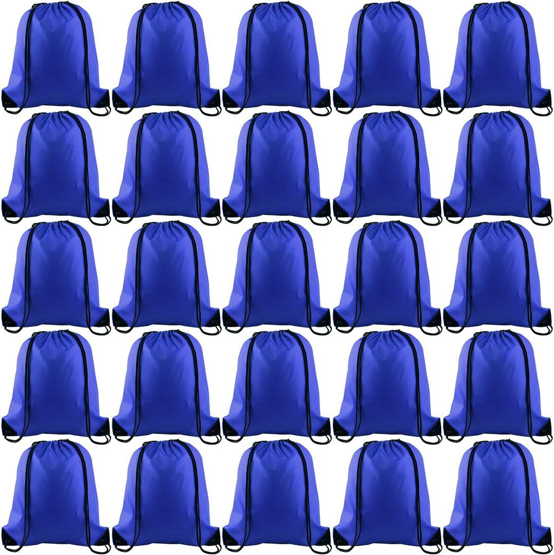 KUUQA 25Pcs Drawstring Backpack Bags String Backpack Sport Bag Sack Cinch Tote Gym Backpack Bulk for Gym Sport Traveling,Royal Blue