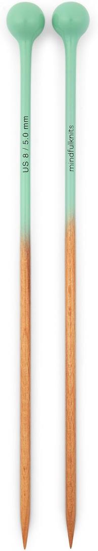 mindfulknits Premium Straight Single Pointed Beech Wood Knitting Needles  Size US 8, 5mm  30cm Length  Straight Needle Set - Crafting & Knitting Supplies for Relaxation & Stress Relief (US8, 5mm)