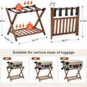 oakvivo Fully Assembled Walnut Luggage Racks Set of 2, Bamboo Luggage Rack Stand for Guest Room, 5 Nylon Straps, 26.77" Folding Suitcase Stand with Storage Shelf for Bedroom Hotel, Holds up to 165 Lbs