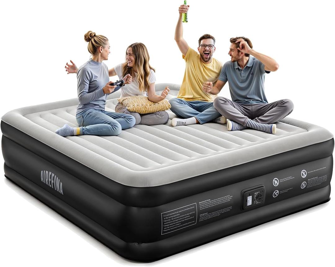 Airefina 20 Raised King Size Air Mattress with Built in Pump, Comfort Inflatable Mattress Upgraded Blow Up Mattress King for Guest Home Temporary, Air Bed, Colchon Inflable