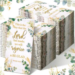 Karenhi 200 Pcs Religious Decorative Disposable Napkins 2 Ply Christian Disposable Hand Towels for Bathroom Bible Verse Paper Napkins Baptism Paper Towel for Wedding(Eucalyptus)