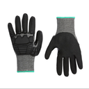 Amazon Basics 10 Pairs Impact Protection Gloves with Touch Screen Friendly 15G Sandy Nitrile Palm, Black, Size Large, 10 Count