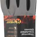 Heat Logic Thermal Winter Gloves, Touchscreen Compatible with Fleece Lining For Cold Weather, Water-Resistant Hiking Gloves (Gray, M)