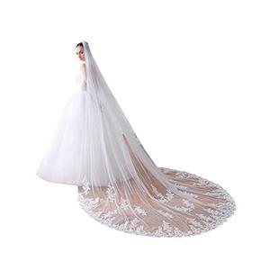 EllieWely Womens 1 Tier Royal Lace Wedding Bridal Veil With Metal Comb White X60