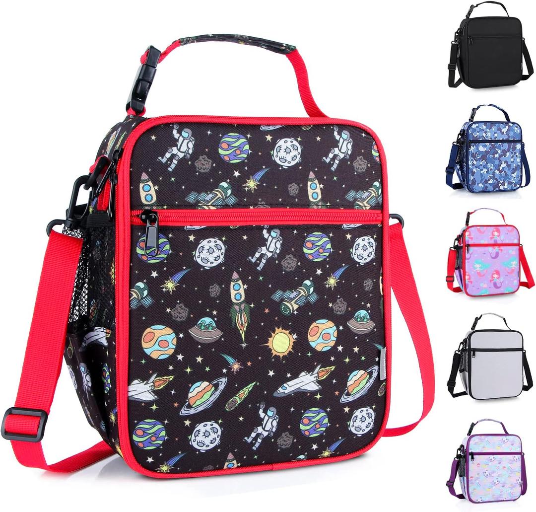 Kids Insulated Lunch Box Bag, Thermal Picnic Cool Bags with Adjustable Strap for Adults Children Women Men Boys Girls School Work (Planet01)