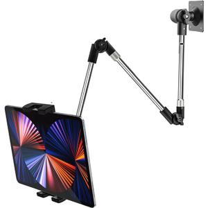 Tablet Wall Mount Holder, 35" Aluminum Foldable Arm, 360 Degree Angle Adjustable for Kitchen/Desk, for iPad Pro Air Mini, Galaxy Tab, Z Fold, Fire HD, Switch, iPhone, Camera, Webcam, 4.7-13" Devices