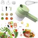 Multi-Functional Portable Wireless Vegetable Chopper - 4-in-1 Electric Food Processor for Chopping, Slicing, Grating & Whipping, with Cleaning Brush and Charging Cable