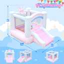 Inflatable Bounce House for Kids, 104" X 72" X 71" Bouncy Castle for Ages 3-8, Bouncer with Slide, Jumping Area, Basketball Hoop, Twister Game, Blower Included