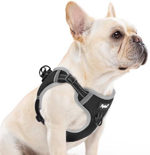PUPTECK No Pull Dog Harness Small Medium Sized Dog, Adjustable Reflective Escape Proof Easy Control, Comfortable Soft Padded Step in Pet Vest Harness, Black, M PUPTECK No Pull Dog Harness Small Medium Sized Dog, Adjustable Reflective Escape Proof Easy Control, Comfortable Soft Padded Step in Pet Vest Harness, Black, M