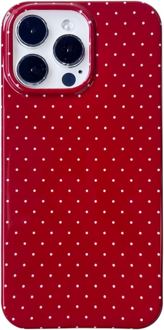 Vintage Red Polka Dot Phone Case for iPhone 16 Pro Max,Cute Retro Chic Trendy Boho Pattern Slim Soft Protective Girls Women Cover(Red White,i16ProMax 6.9in)