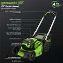 Greenworks 60V 21" Brushless (Push) Cordless Lawn Mower, 5.0Ah Battery (1/2 Acre, Rapid Charger, 4-in-1, LED Lights, IPX4)