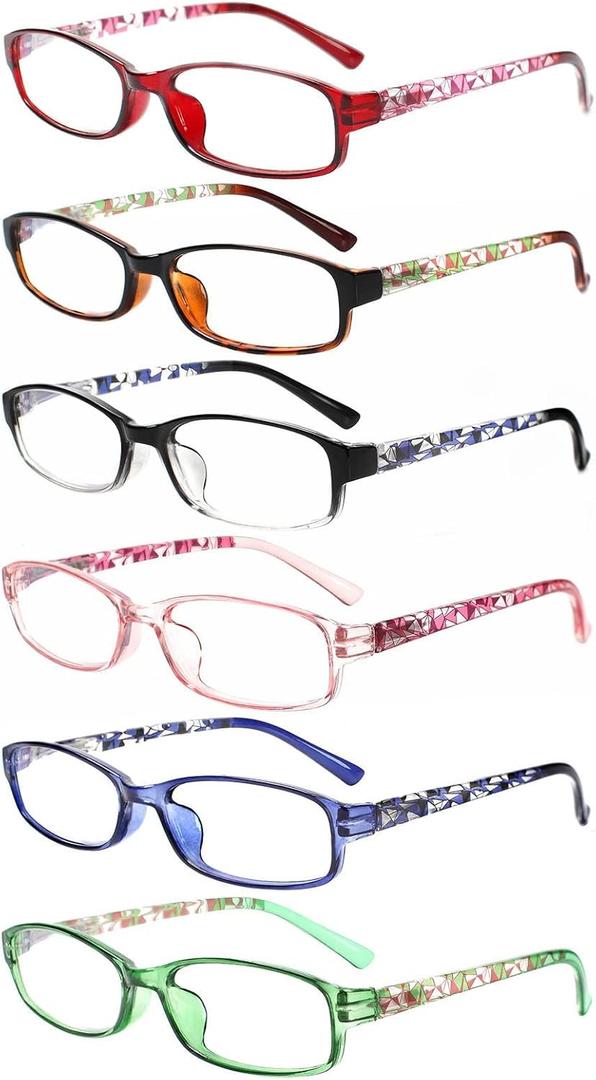 NORPERWIS 6 Pack Ladies Reading Glasses for Women Blue Light Blocking Spring Hinge Fashion Eyeglasses Readers for Women (Mix Color-2, 3.00, Multiplier_x)
