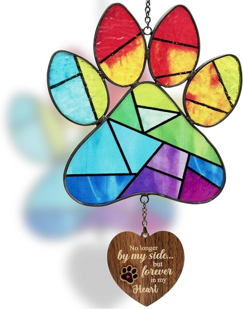 Dog Memorial Gifts for Loss of Dog, Pet Sympathy Suncatcher, Bereavement Keepsake Stained Glass Suncatchers for Windows