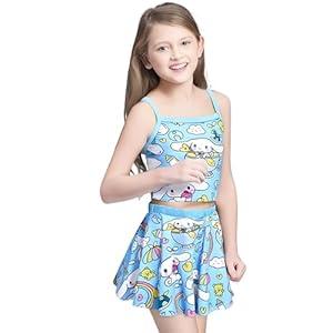 Girls Cute Swimsuit 2 Piece Ruffle Tankini Bathing Suit Kids Beach Bikini Summer 4-10Years Blue