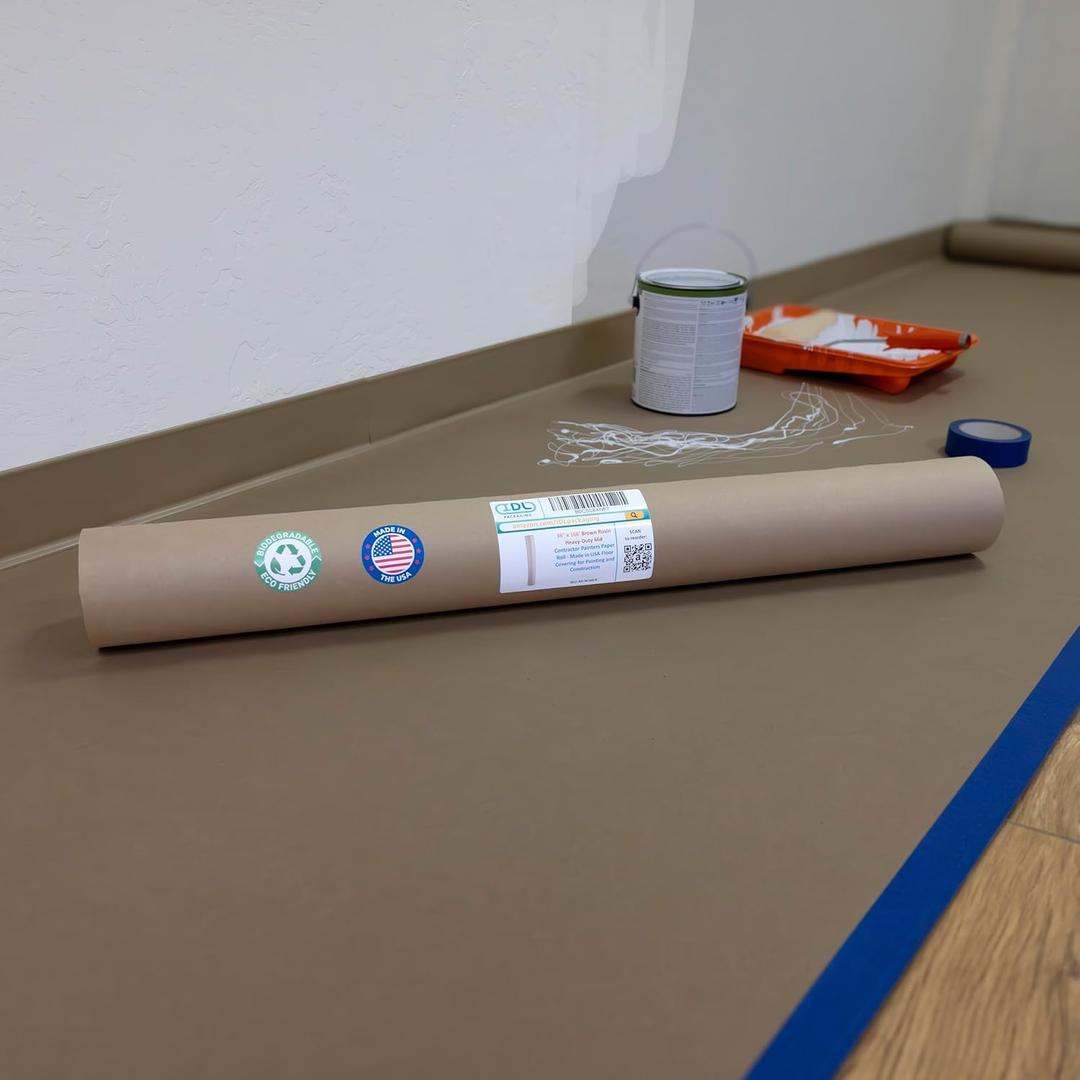 Brown Rosin Masking Paper 36" x 1992" (166 feet), 498 Sq.Ft.  Thick Floor Covering (66 lb Thickness) - USA-Made Masking Paper for Painting and Construction, Surface Protection by IDL Packaging