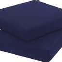 Favoyard Outdoor Chair Cushion 16 x 17 x 3 Inch Rainproof & 3-Year Fade Resistant Patio Furniture Cushions with Removable Cover and Adjustable Ties for Garden Sofa Couch Pads Set of 2, Blue