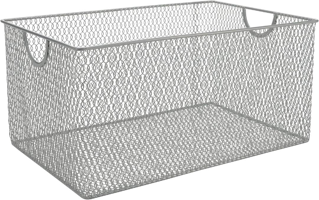 YBM HOME Kitchen Pantry Organizer Wire Basket for Shelves, Cabinets, Pantry, Countertop, Mesh Open Storage Bin Metal Basket for Organizing Food Supplies 12 x 7.8 x 5.8