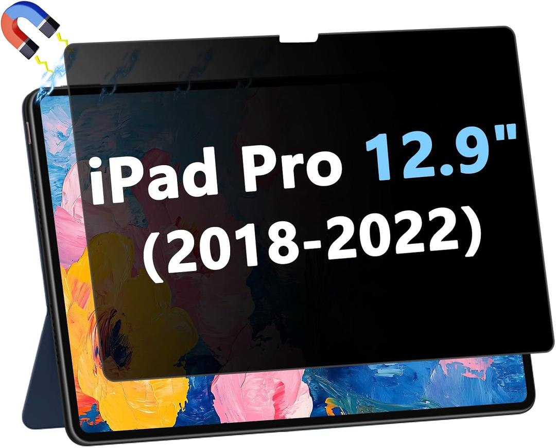 Magnetic Privacy Screen Protector for iPad Pro 12.9 Inch (6th/5th/4th/3rd Generation, 2022/2021/2020/2018), Removable Anti Glare Blue Light Filter, HD Bubble-Free Privacy Film