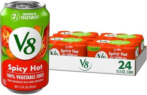 V8 Spicy Hot 100% Vegetable Juice, 11.5 fl oz Can (24 Pack)BB: 10 2027