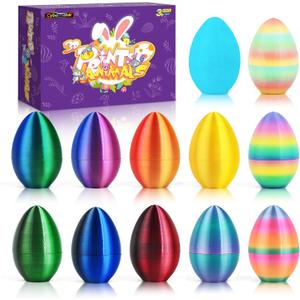 2 x 12 PCS 3D Printed Dragon Easter Empty Eggs, 2.36" Empty Eggs Fillable Eggshells for Easter Egg Hunt, Basket Fillers, Treats, Party Favor Supplies, Classroom Prizes