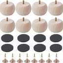 8 Pcs Round Furniture Legs, 2.8 Inch Bun Feet for Furniture Modern Couch Feet for Couch Chair Sofa Dresser Desk Table Cabinet Bed Bookcase (Wood)