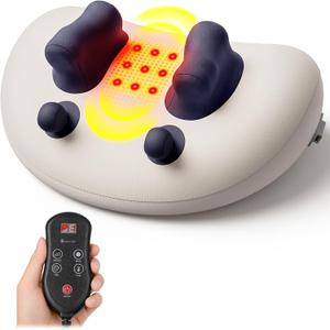 Upgraded Deep Tissue Neck Massager Pillow with Heat, Shiatsu Kneading Neck & Shoulder Massager for Pain Relief, Cordless Portable Massage Pillow for Home Office & Car, Grey & Blue