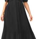 Plus Size Sun Dresses Women - Summer Off the Shoulder Puff Sleeve A Line Boho Maxi Flow Long Dress 2025 (24W, Black)