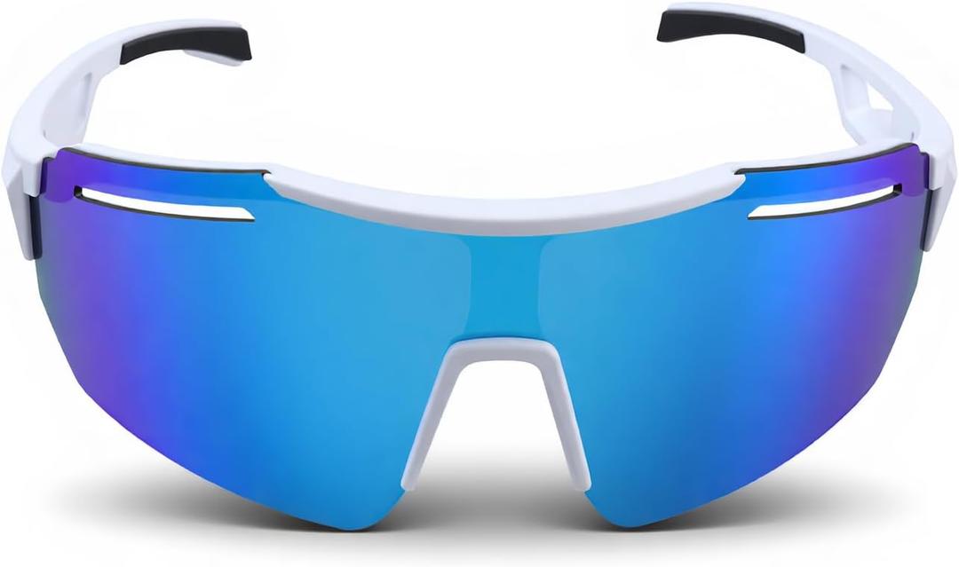 Sports Sunglasses TR90 UV400, Lightweight Wraparound for Men/Women, Adjustable Nose Pad, Fit Over Glasses for Cycling