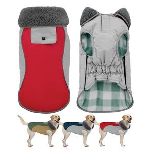 Doglay Dog Coat Waterproof Warm Dog Winter Jacket,Christmas Reflective Fleece Puppy Winter Coat with Harness Hole, Adjustable Snow Jacket for Small Medium Large Dogs, M