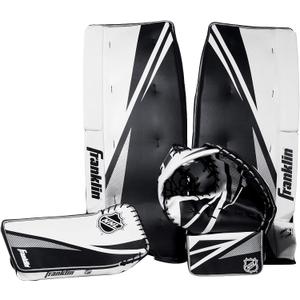 Franklin Sports Street Hockey Goalie Set - Leg Pads - Catch Glove - Blocker - Premium Durability - Officially Licensed NHL Product, 12"