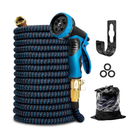 Kotto 150 ft Flexible Garden Hose, Water Hose for Outside with 10 Spray Nozzles, Brass Connector, Leak-Proof, Blue