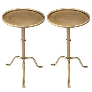 RattanView 2 Pcs Metal Martini Table Pedestal Small Side Table 12.5 x 12.5 x 20.6 Inches for Living Room Bedroom (Bronze)