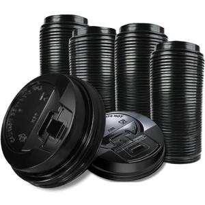 Pack of 200, Black Disposable Coffee Cup Lock Lids, Coffee Cup Lids 10-20 oz