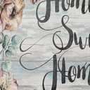Home Dynamix Cozy Living Home Sweet Home Floral Runner Anti-Fatigue Kitchen Mat, Non-Slip Floor Mat, Padded Standing Desk Mat, Grey/Blue, 17.5"x55"