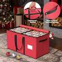 Kesfitt Christmas Ornament Storage Box with 8 Trays,Christmas Storage Container with Dividers Fits 128 Holiday Ornaments Decorations,Double Zipper,Large Xmas Organizer with Pockets