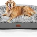 3.7 inch Thickened Orthopedic Dog Beds for Large Dogs,Supportive Dog Sofa Bed with 28D Egg-Crate Foam, Removable Washable Plush Cover, Waterproof Lining, Half-Round Design for Puppy, Senior Dog
