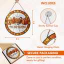 FLAGWIX Fall Decorations for Home - Stained Glass Window Hanging 8in - Autumn Sun Catchers Indoor Window, Fall Gifts for Women Men, Thanksgiving Decorations Sun Catcher, Thanksgiving Gifts for Mom Dad (Spice  tis Season)
