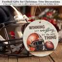 4 x Football Ornaments - Football Gifts for Christmas Tree Decorations - Double-Sided Printed Ceramic Christmas Ornament