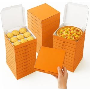 50 Pcs Mini Pizza Boxes Mini Dessert Boxes5.1 x 5.1 x 0.78 inches for Parties, Bakeries, and Food Delivery,CelebrationsChristmas Birthdays (Orange)