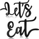 Jetec 2 Pieces Let's Eat Sign Wooden Kitchen Wall Decor Rustic Cutout Eat Signs Hanging Wall Plaque Farmhouse Sign for Kitchen Dining Living Room Home Restaurant Decoration(Black)