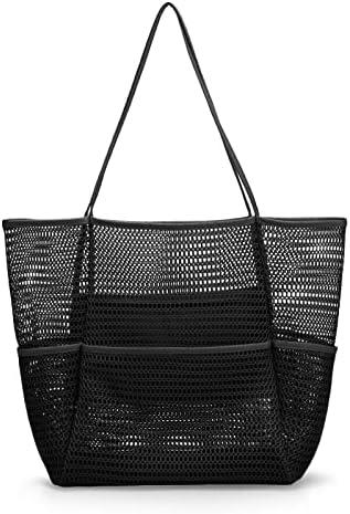 Tainehs Beach Bag - Mesh Tote Bag Beach Vacation Clothes for Women Pool Bag for Travel Pool Family Cruise Essentials 2026