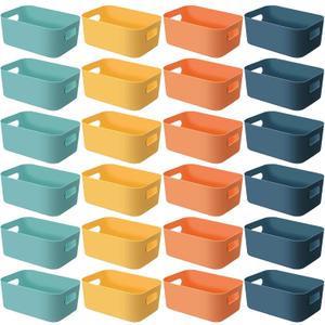 Geetery 24 Pcs Plastic Storage Bins, 10"x 7"x 4" Multiple Color Containers Pantry Baskets with Handles Organizing Bins for Kitchen Bathroom Organizer Cupboard Box on Shelves