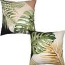 Tropical Palm Leaves Decorative Throw Pillow Covers 18x18 Inch Set of 2 Summer Green Banana Leaf Monstera Plant Pillow Cases Modern Farmhouse Outdoor Cushion Cases for Home Couch Sofa