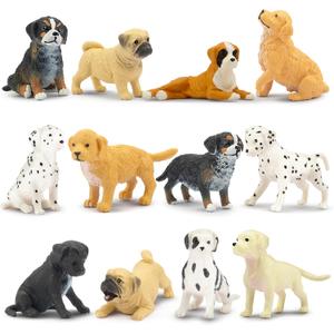 Toymany 12PCS Mini Dog Figurines Playset, Realistic Detailed Plastic Puppy Figures, Hand Painted Emulational Tiny Dogs Animals Toy Set, Cake Toppers Christmas Birthday Gift for Kids Toddlers