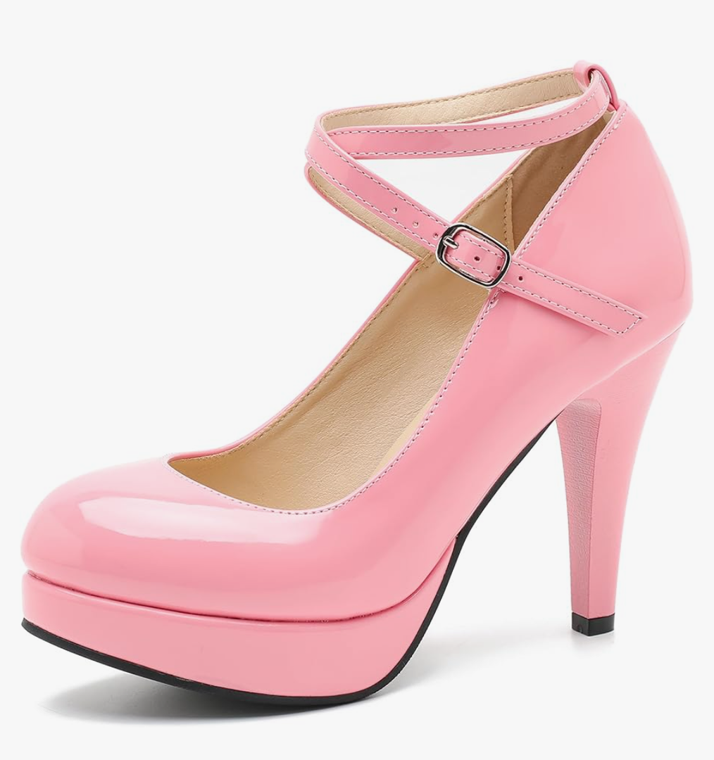 fereshte Women's Platform Pumps, Ankle Strap, High Heel, Closed Toe, Party Wedding Dress Shoes Size 39