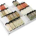 Bamboo Spice Drawer Organizer, (Need 3.1 Deep Drawer) Expandable 4 Tier Spice Rack for Cabinet (From 12" to 23" Wide), Seasoning Storage Insert, Spice Organizer for Drawer,Jars Not Included