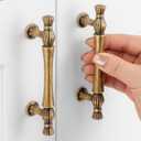 30 Pack 3 Inch Hole Centers, Antique Brass Cabinet Pulls Vintage Brass Cabinet Handles Brass Kitchen Hardware for Cabinets ZP2408 Drawer Bedroom Dresser Bathroom Vanity Cupboard Closet