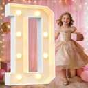 Pooqla Marquee Letters, 3FT Light Up Letters, Giant Marquee Letters 3 Feet Tall for Birthday Decoration, Large LED Letter Sign for Homecoming Baby Shower Wedding Party Decoration Letter D